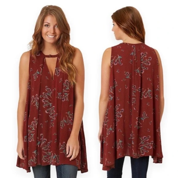 Free People Tree Swing Floral Tunic Minidress Sz Small - Picture 1 of 13